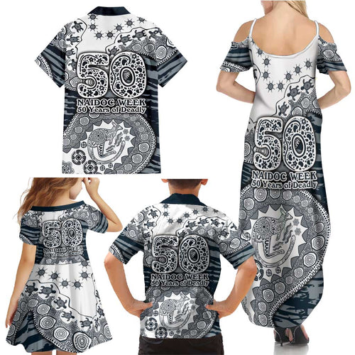 Carlton Blues NAIDOC Week 2026 Family Matching Summer Maxi Dress and Hawaiian Shirt Australian Aboriginal Dot Art Dreamtime Pattern Style