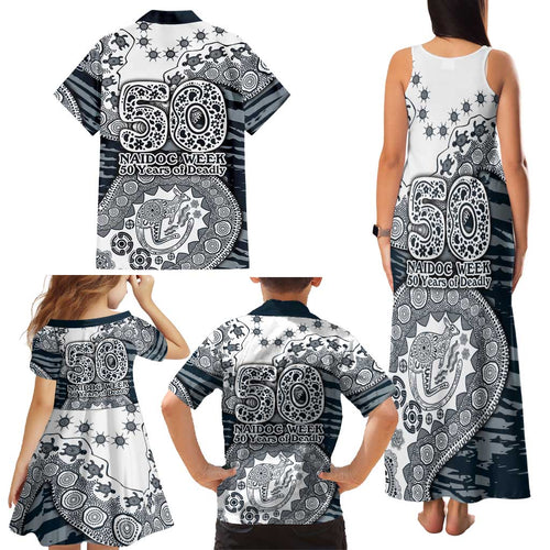 Carlton Blues NAIDOC Week 2026 Family Matching Tank Maxi Dress and Hawaiian Shirt Australian Aboriginal Dot Art Dreamtime Pattern Style