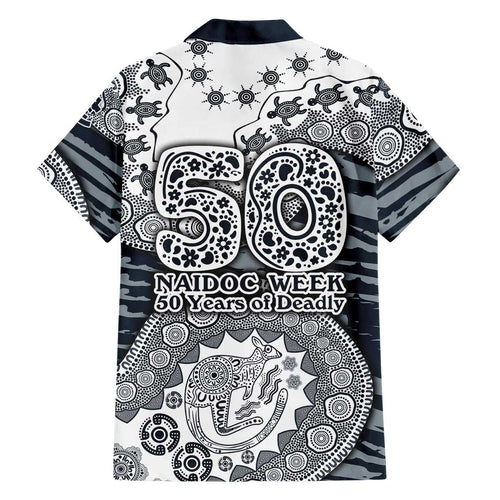 Carlton Blues NAIDOC Week 2026 Family Matching Tank Maxi Dress and Hawaiian Shirt Australian Aboriginal Dot Art Dreamtime Pattern Style