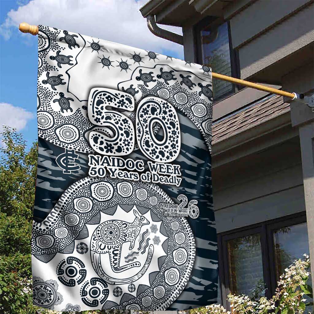 Carlton Blues NAIDOC Week 2026 Garden Flag Australian Aboriginal Dot Art Dreamtime Pattern Style