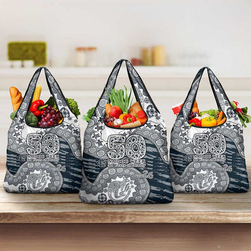 Carlton Blues NAIDOC Week 2026 Grocery Bag Australian Aboriginal Dot Art Dreamtime Pattern Style