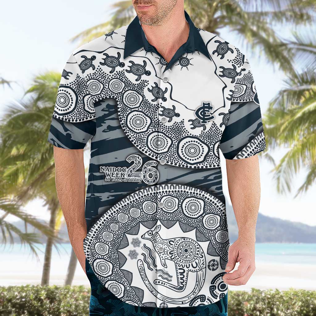 Carlton Blues NAIDOC Week 2026 Hawaiian Shirt Australian Aboriginal Dot Art Dreamtime Pattern Style