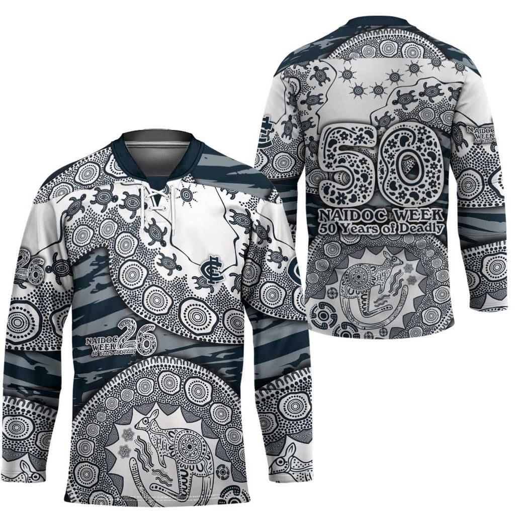 Carlton Blues NAIDOC Week 2026 Hockey Jersey Australian Aboriginal Dot Art Dreamtime Pattern Style