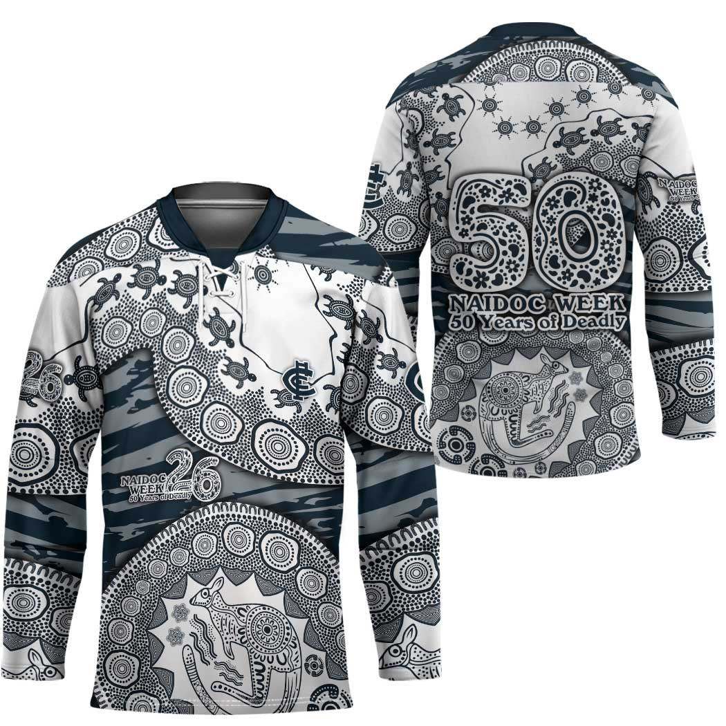 Carlton Blues NAIDOC Week 2026 Hockey Jersey Australian Aboriginal Dot Art Dreamtime Pattern Style