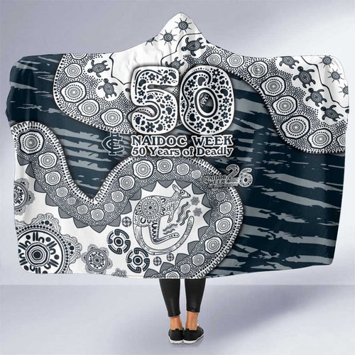 Carlton Blues NAIDOC Week 2026 Hooded Blanket Australian Aboriginal Dot Art Dreamtime Pattern Style