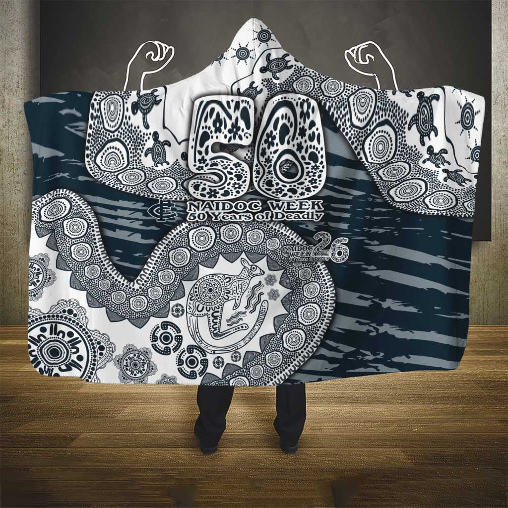 Carlton Blues NAIDOC Week 2026 Hooded Blanket Australian Aboriginal Dot Art Dreamtime Pattern Style