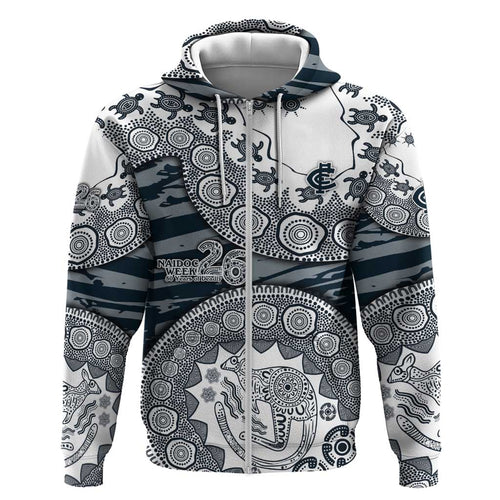 Carlton Blues NAIDOC Week 2026 Hoodie Australian Aboriginal Dot Art Dreamtime Pattern Style