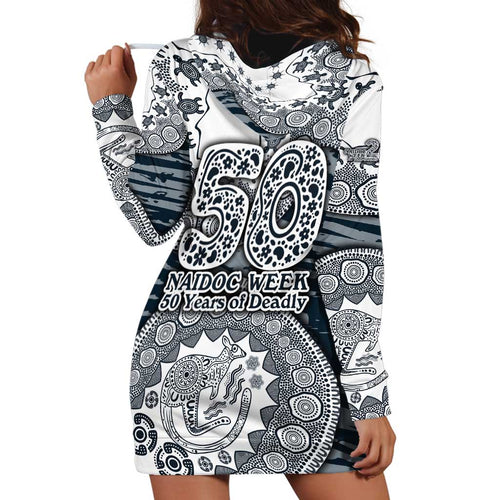 Carlton Blues NAIDOC Week 2026 Hoodie Dress Australian Aboriginal Dot Art Dreamtime Pattern Style