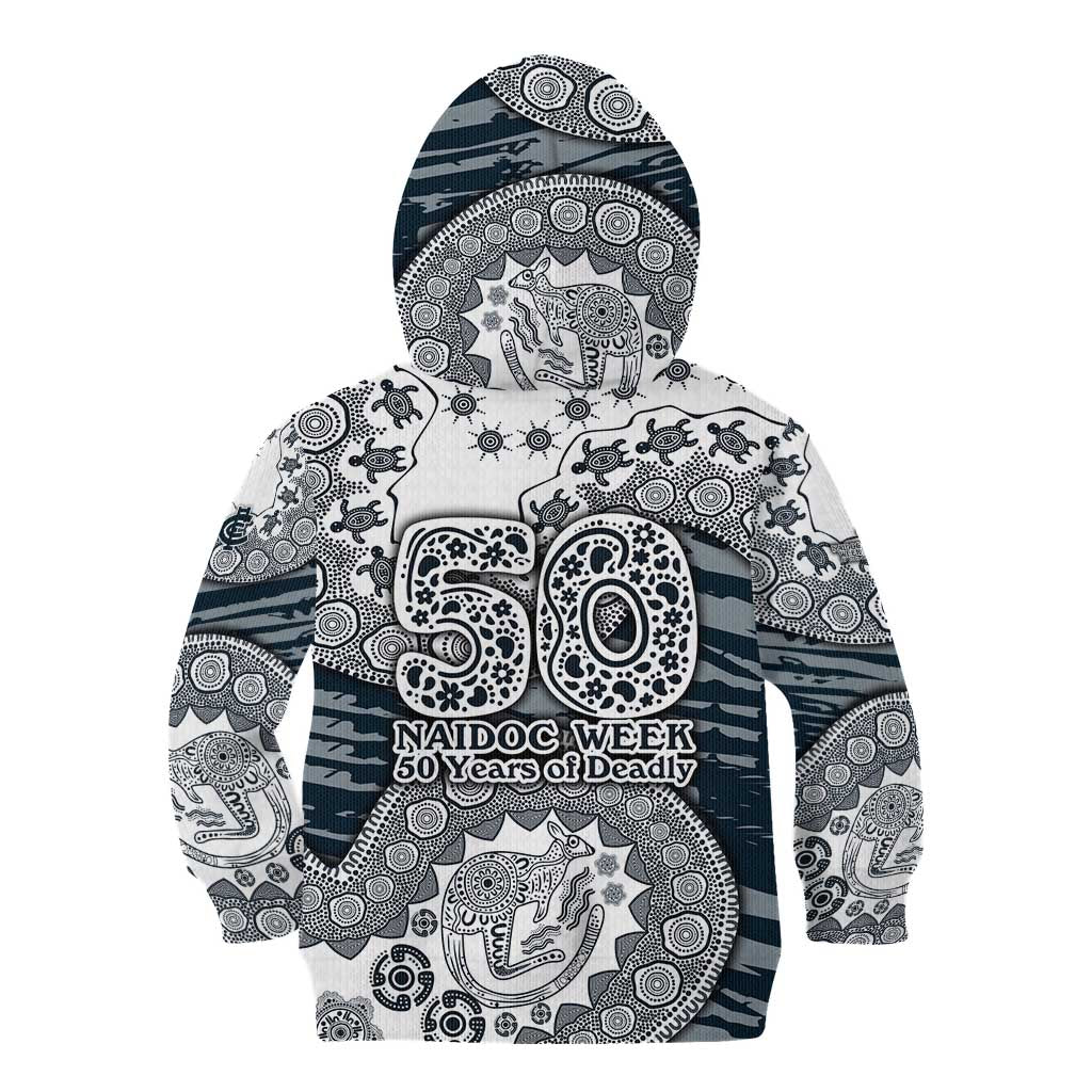 Carlton Blues NAIDOC Week 2026 Kid Hoodie Australian Aboriginal Dot Art Dreamtime Pattern Style