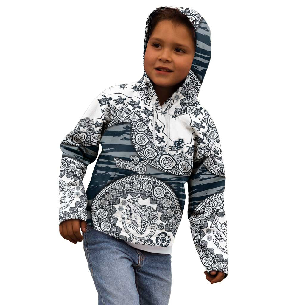 Carlton Blues NAIDOC Week 2026 Kid Hoodie Australian Aboriginal Dot Art Dreamtime Pattern Style