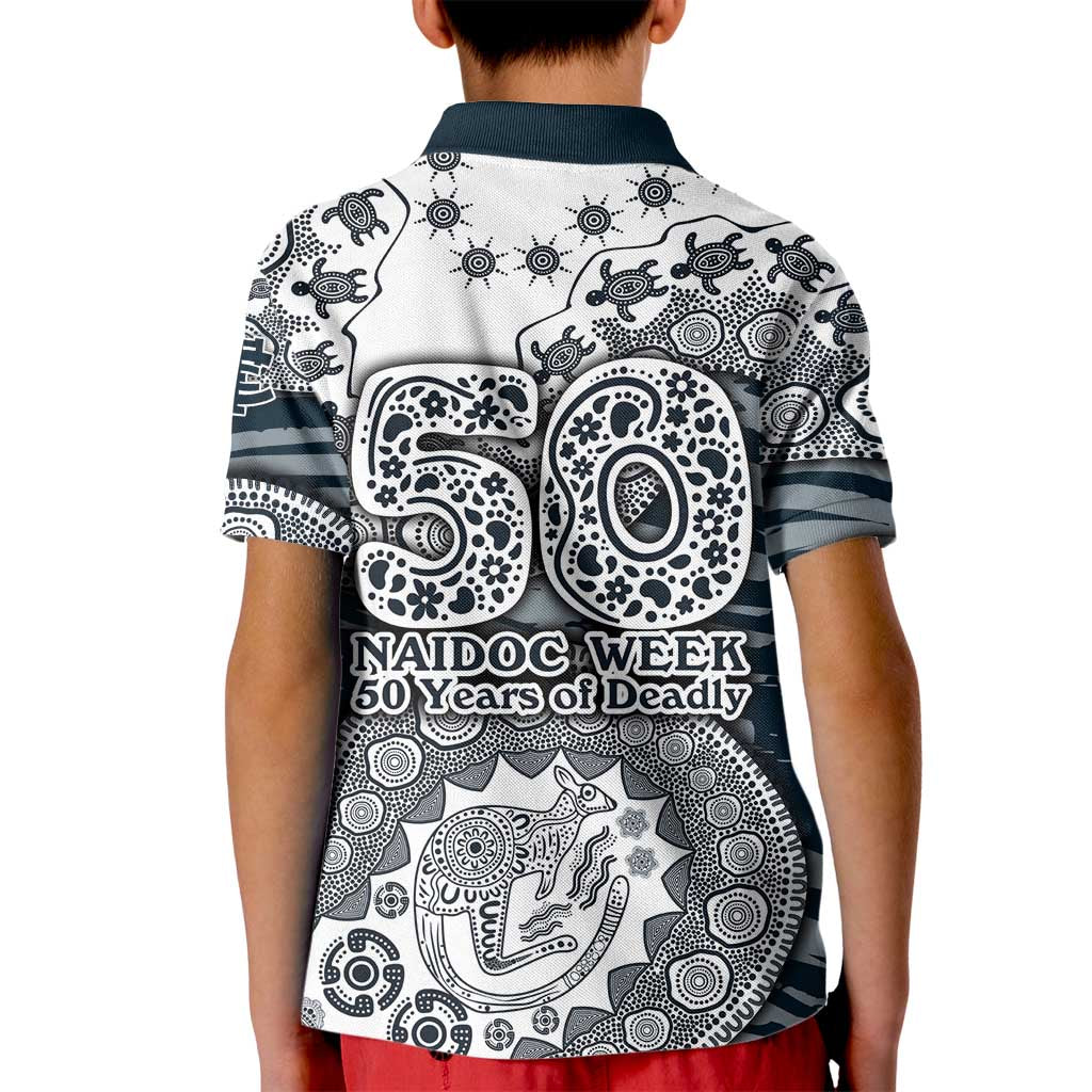 Carlton Blues NAIDOC Week 2026 Kid Polo Shirt Australian Aboriginal Dot Art Dreamtime Pattern Style