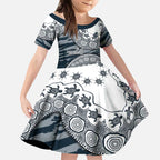Carlton Blues NAIDOC Week 2026 Kid Short Sleeve Dress Australian Aboriginal Dot Art Dreamtime Pattern Style