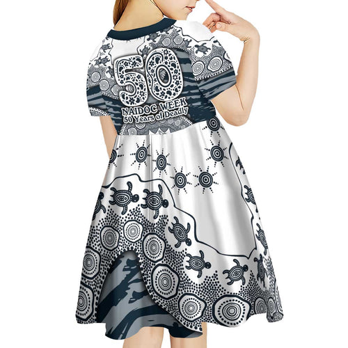 Carlton Blues NAIDOC Week 2026 Kid Short Sleeve Dress Australian Aboriginal Dot Art Dreamtime Pattern Style