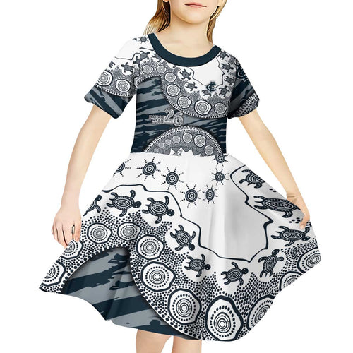Carlton Blues NAIDOC Week 2026 Kid Short Sleeve Dress Australian Aboriginal Dot Art Dreamtime Pattern Style