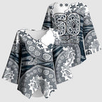 Carlton Blues NAIDOC Week 2026 Kimono Sleeve Blouse Australian Aboriginal Dot Art Dreamtime Pattern Style