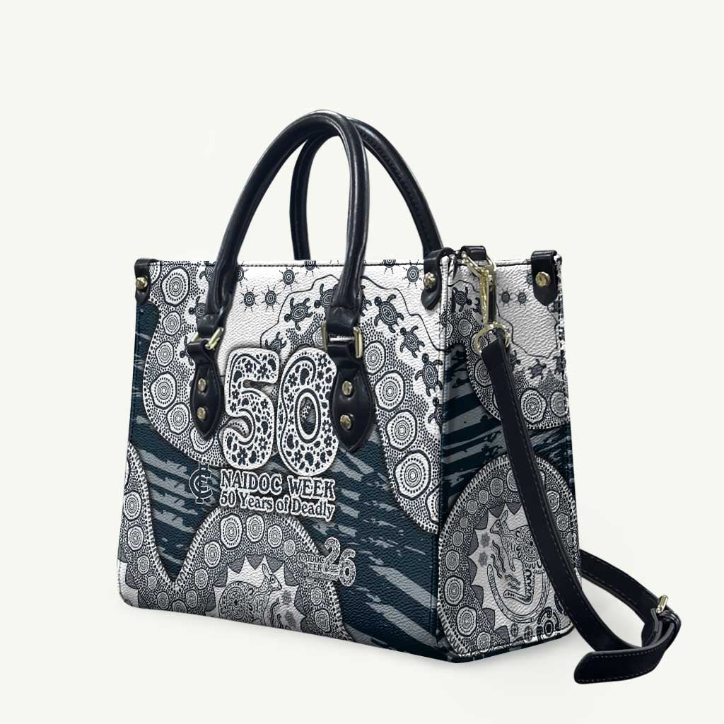 Carlton Blues NAIDOC Week 2026 Leather Bag Australian Aboriginal Dot Art Dreamtime Pattern Style