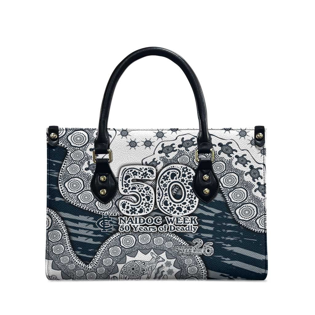 Carlton Blues NAIDOC Week 2026 Leather Bag Australian Aboriginal Dot Art Dreamtime Pattern Style