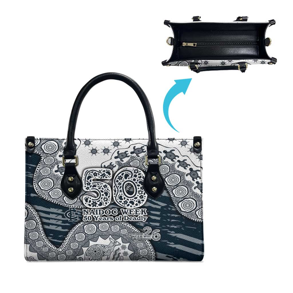 Carlton Blues NAIDOC Week 2026 Leather Bag Australian Aboriginal Dot Art Dreamtime Pattern Style