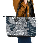 Carlton Blues NAIDOC Week 2026 Leather Tote Bag Australian Aboriginal Dot Art Dreamtime Pattern Style