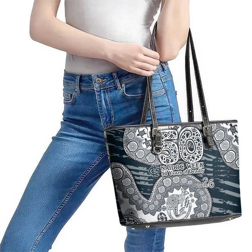 Carlton Blues NAIDOC Week 2026 Leather Tote Bag Australian Aboriginal Dot Art Dreamtime Pattern Style