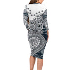 Carlton Blues NAIDOC Week 2026 Long Sleeve Bodycon Dress Australian Aboriginal Dot Art Dreamtime Pattern Style