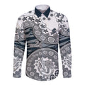 Carlton Blues NAIDOC Week 2026 Long Sleeve Button Shirt Australian Aboriginal Dot Art Dreamtime Pattern Style