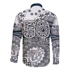 Carlton Blues NAIDOC Week 2026 Long Sleeve Button Shirt Australian Aboriginal Dot Art Dreamtime Pattern Style