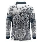 Carlton Blues NAIDOC Week 2026 Long Sleeve Polo Shirt Australian Aboriginal Dot Art Dreamtime Pattern Style