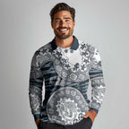 Carlton Blues NAIDOC Week 2026 Long Sleeve Polo Shirt Australian Aboriginal Dot Art Dreamtime Pattern Style