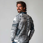 Carlton Blues NAIDOC Week 2026 Long Sleeve Polo Shirt Australian Aboriginal Dot Art Dreamtime Pattern Style