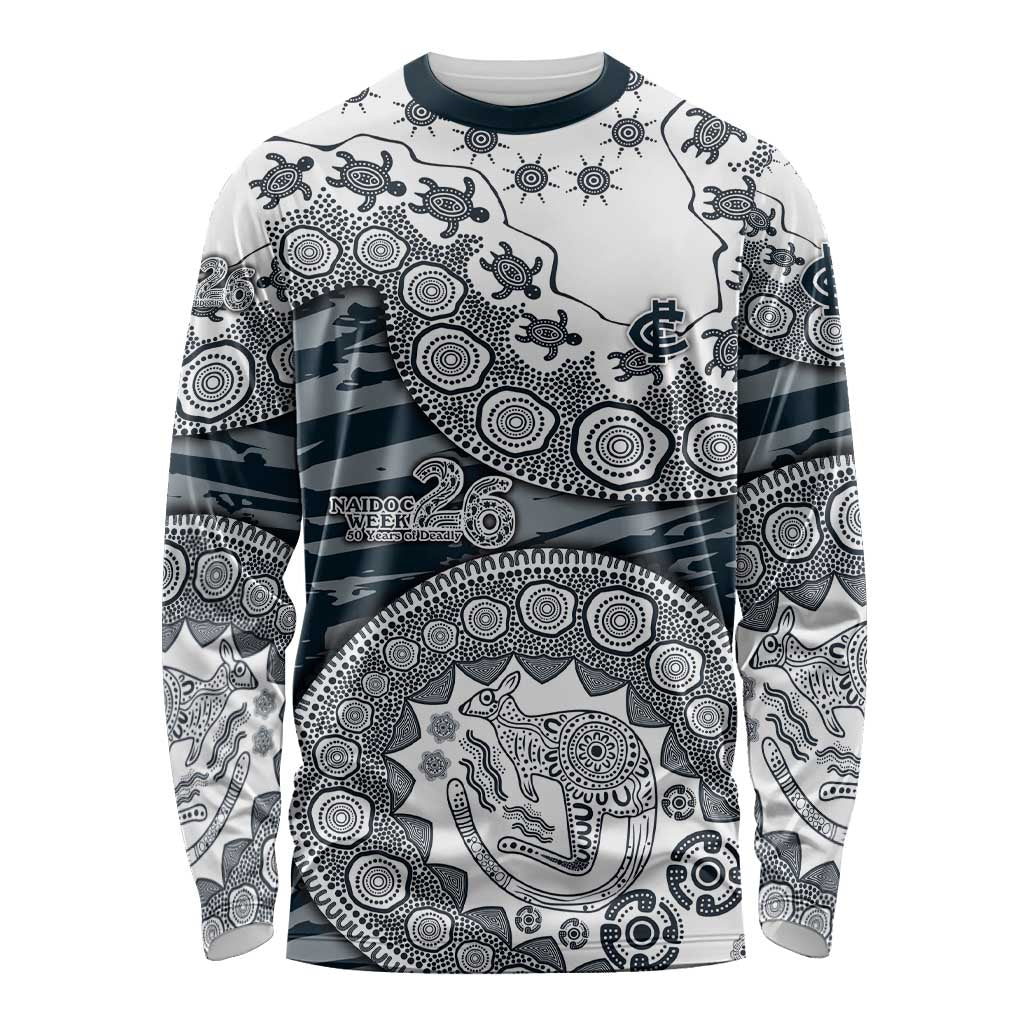 Carlton Blues NAIDOC Week 2026 Long Sleeve Shirt Australian Aboriginal Dot Art Dreamtime Pattern Style