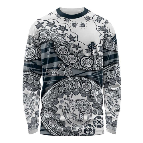 Carlton Blues NAIDOC Week 2026 Long Sleeve Shirt Australian Aboriginal Dot Art Dreamtime Pattern Style