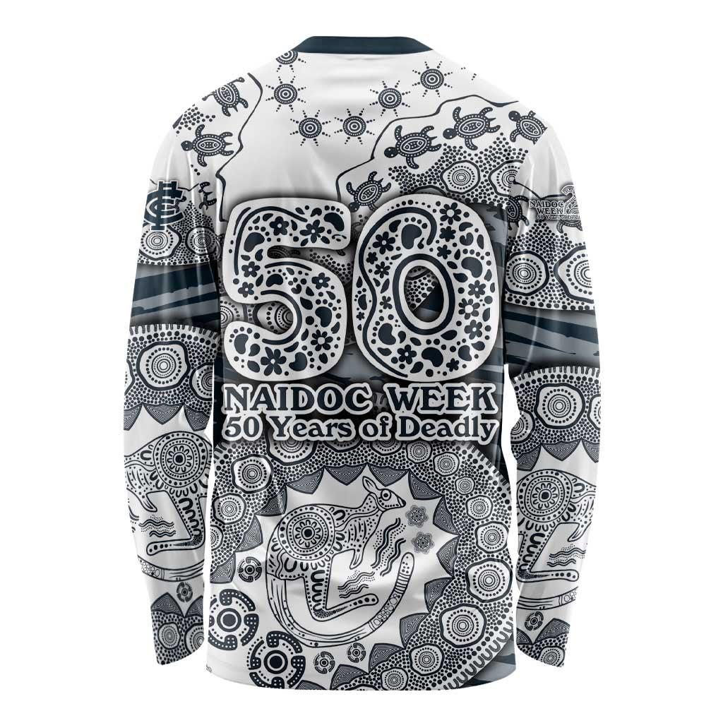 Carlton Blues NAIDOC Week 2026 Long Sleeve Shirt Australian Aboriginal Dot Art Dreamtime Pattern Style