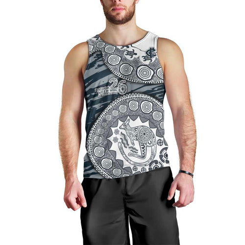 Carlton Blues NAIDOC Week 2026 Men Tank Top Australian Aboriginal Dot Art Dreamtime Pattern Style