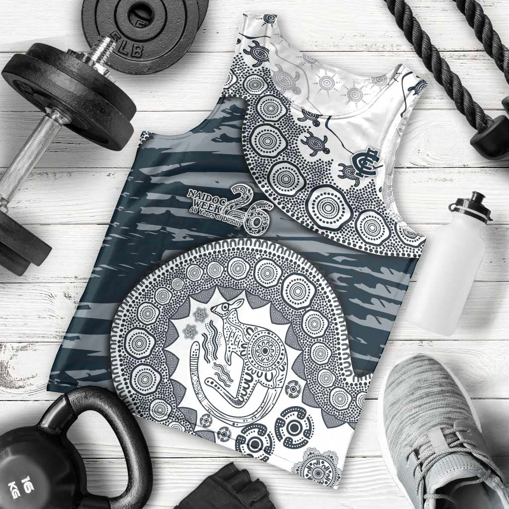 Carlton Blues NAIDOC Week 2026 Men Tank Top Australian Aboriginal Dot Art Dreamtime Pattern Style
