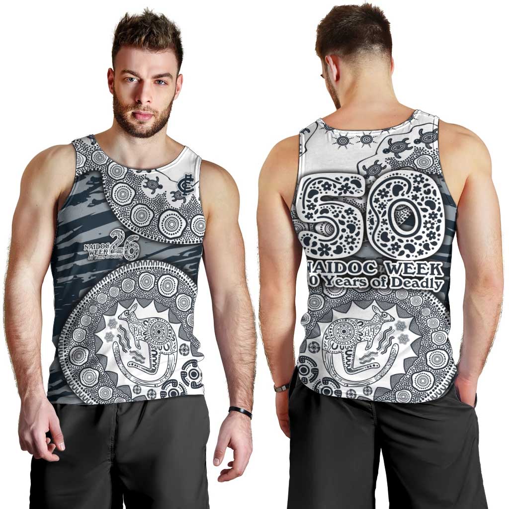 Carlton Blues NAIDOC Week 2026 Men Tank Top Australian Aboriginal Dot Art Dreamtime Pattern Style