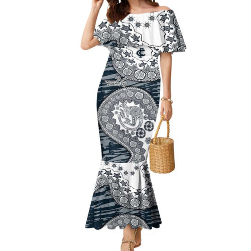 Carlton Blues NAIDOC Week 2026 Mermaid Dress Australian Aboriginal Dot Art Dreamtime Pattern Style