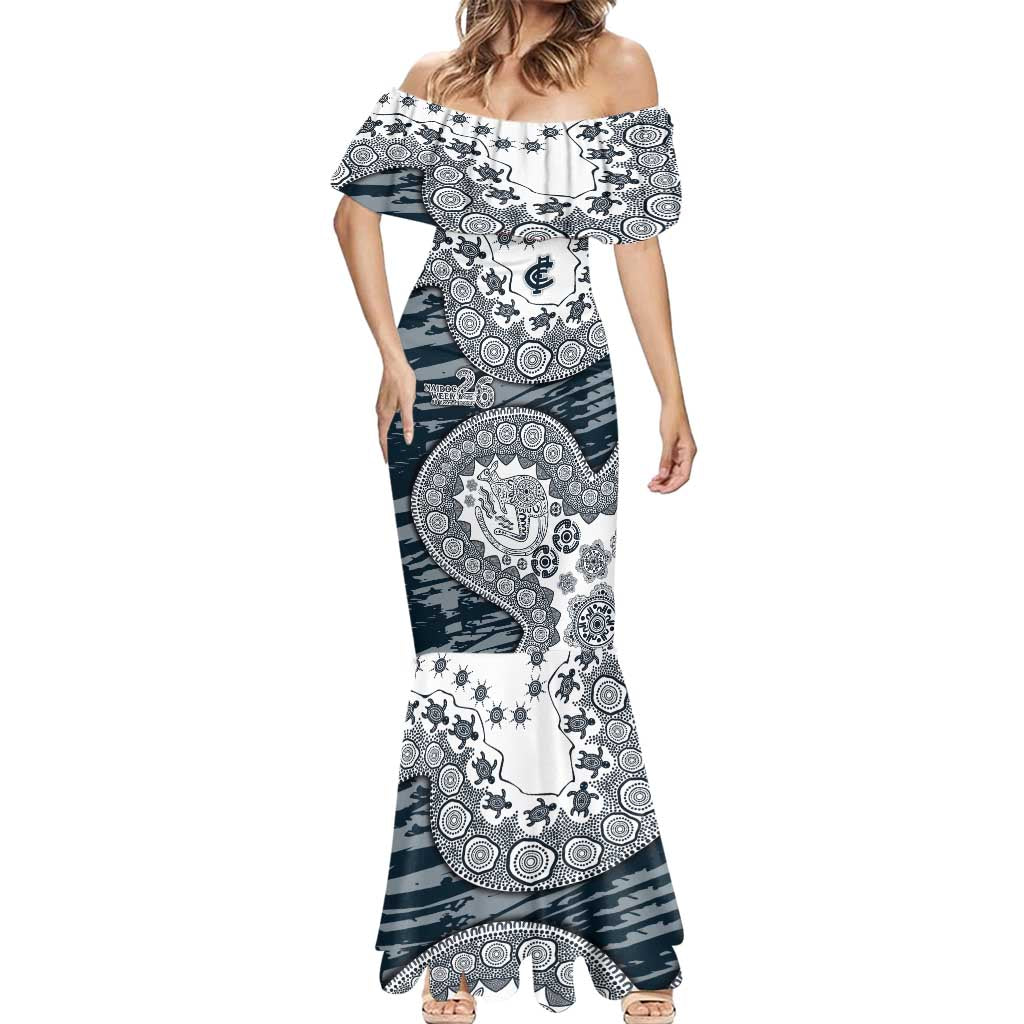 Carlton Blues NAIDOC Week 2026 Mermaid Dress Australian Aboriginal Dot Art Dreamtime Pattern Style