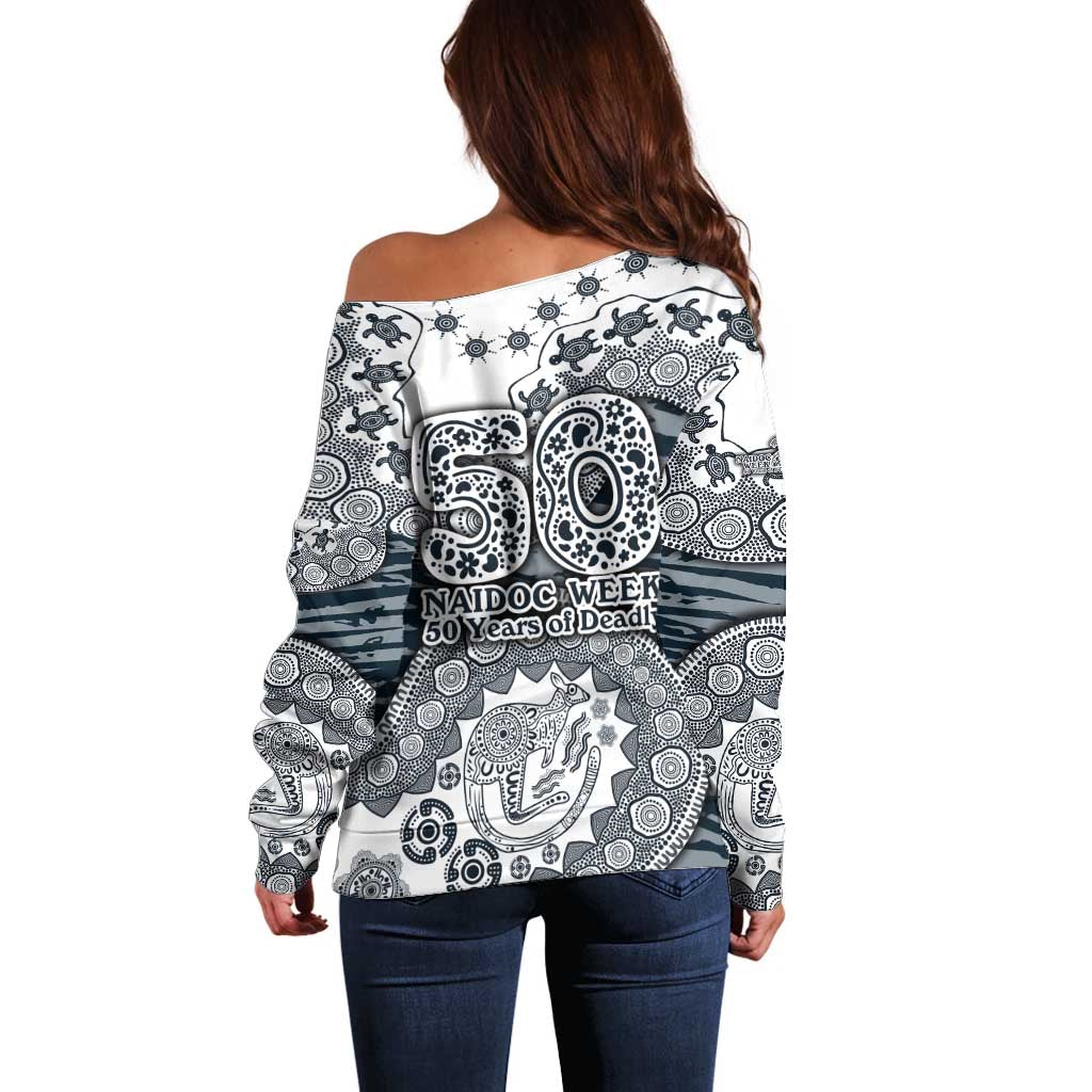 Carlton Blues NAIDOC Week 2026 Off Shoulder Sweater Australian Aboriginal Dot Art Dreamtime Pattern Style