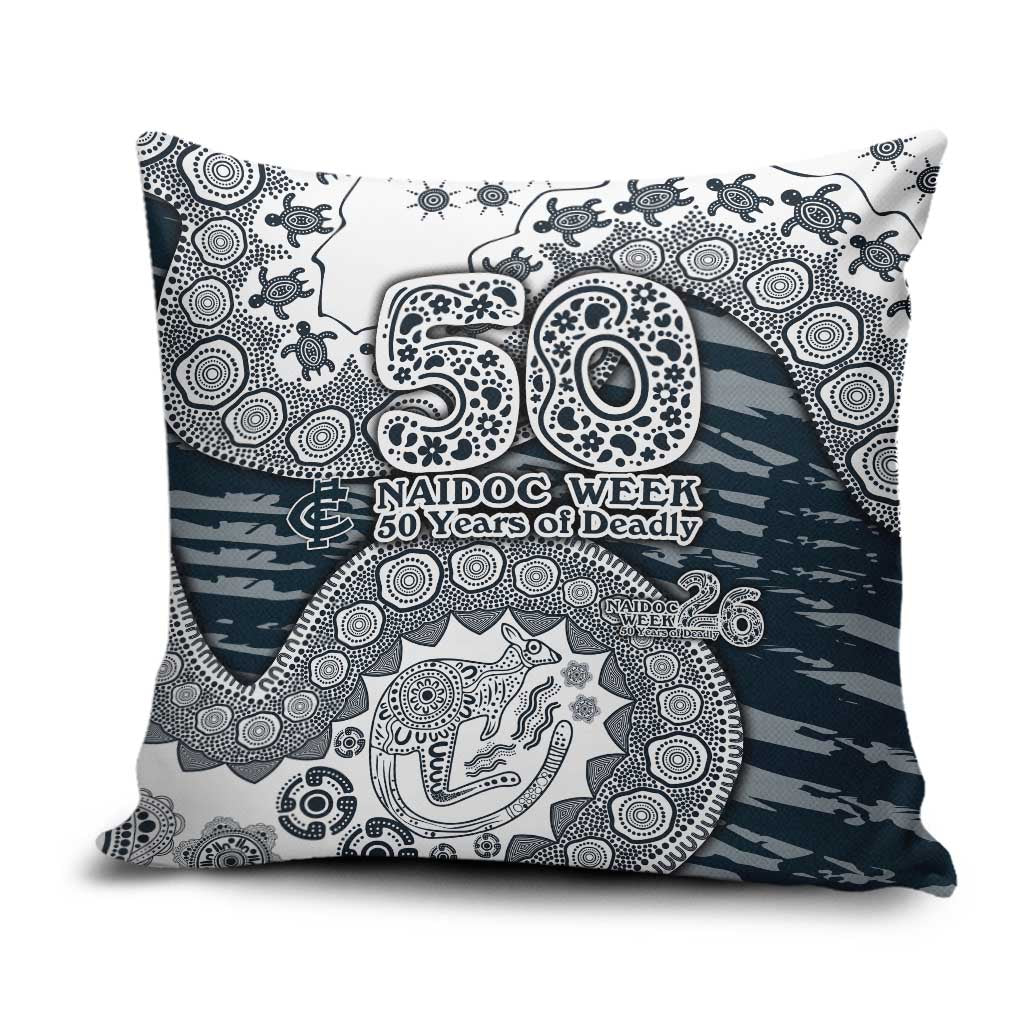 Carlton Blues NAIDOC Week 2026 Pillow Cover Australian Aboriginal Dot Art Dreamtime Pattern Style