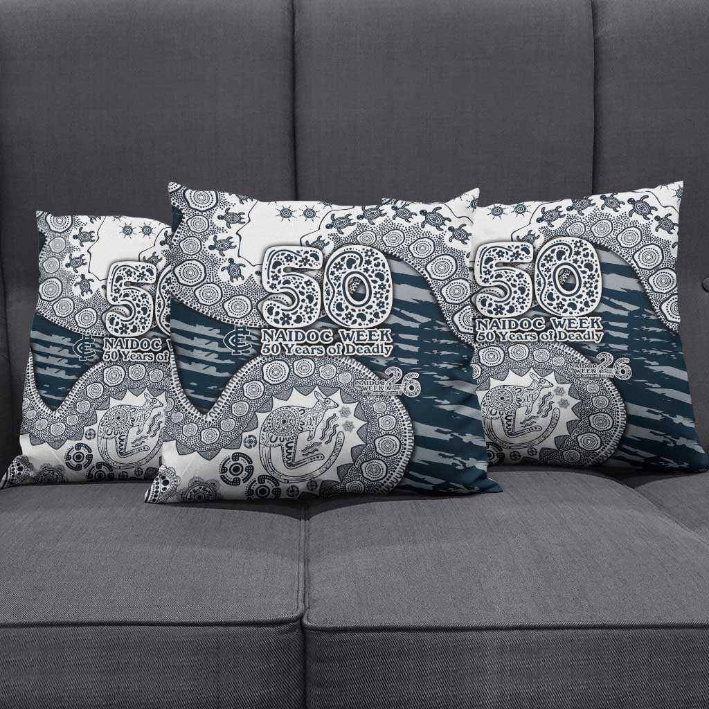 Carlton Blues NAIDOC Week 2026 Pillow Cover Australian Aboriginal Dot Art Dreamtime Pattern Style