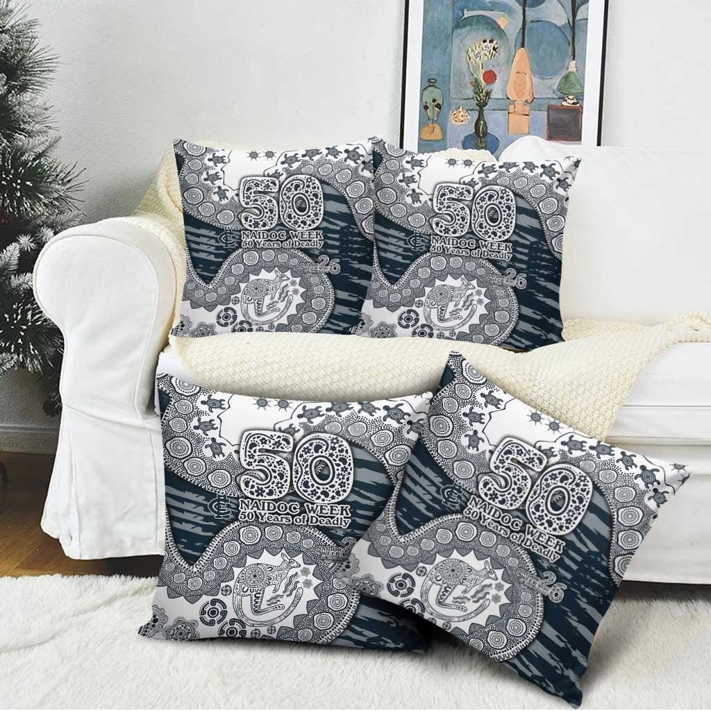 Carlton Blues NAIDOC Week 2026 Pillow Cover Australian Aboriginal Dot Art Dreamtime Pattern Style