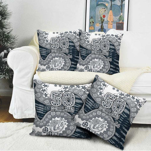 Carlton Blues NAIDOC Week 2026 Pillow Cover Australian Aboriginal Dot Art Dreamtime Pattern Style