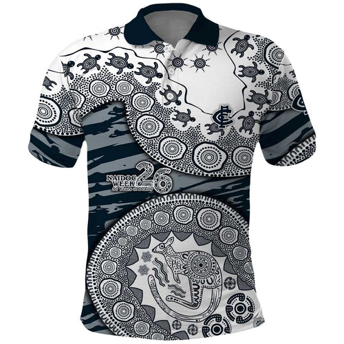 Carlton Blues NAIDOC Week 2026 Polo Shirt Australian Aboriginal Dot Art Dreamtime Pattern Style
