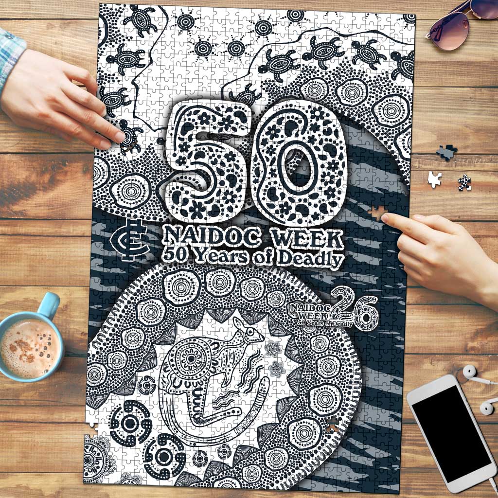 Carlton Blues NAIDOC Week 2026 Puzzle Australian Aboriginal Dot Art Dreamtime Pattern Style