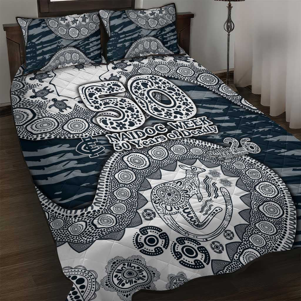 Carlton Blues NAIDOC Week 2026 Quilt Bed Set Australian Aboriginal Dot Art Dreamtime Pattern Style