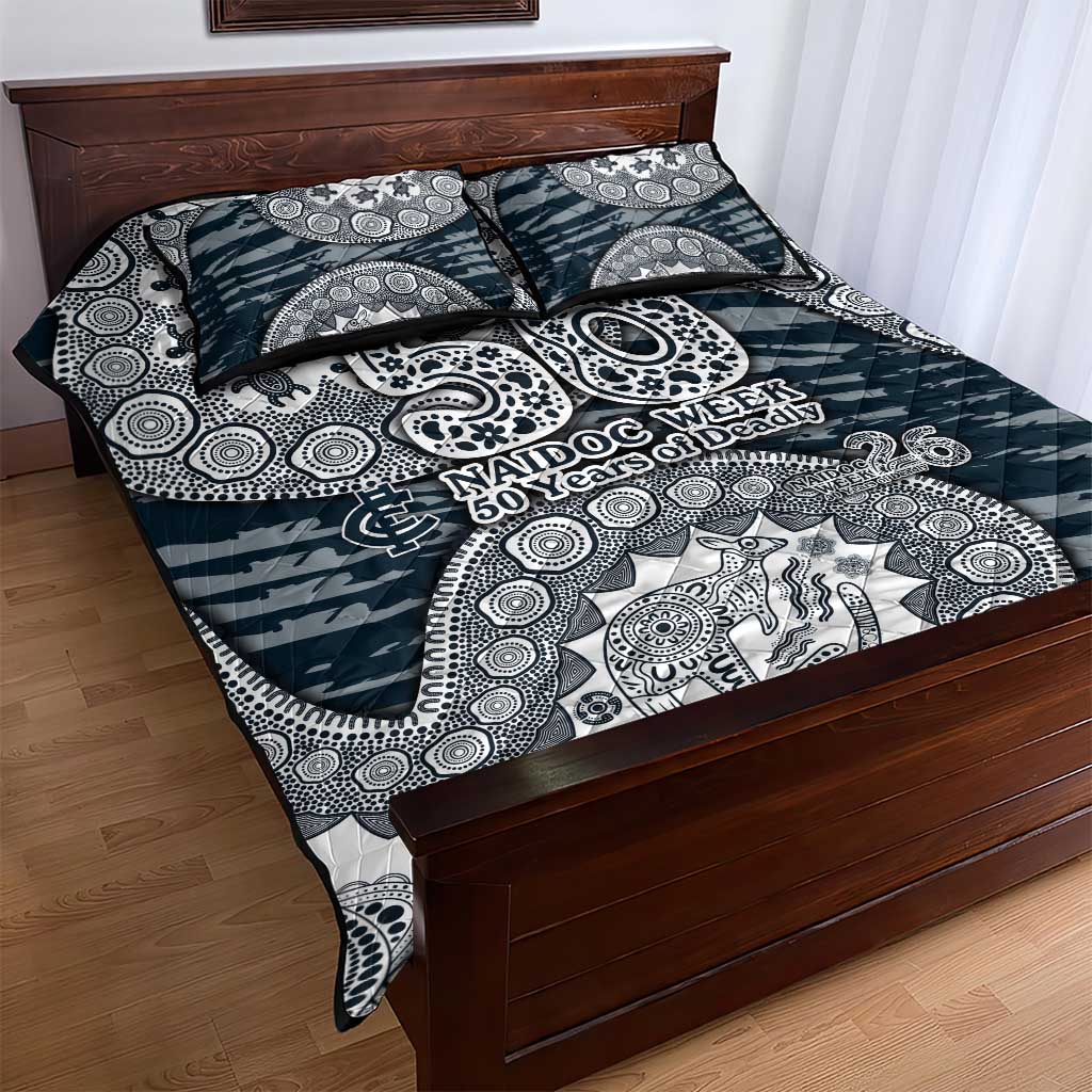 Carlton Blues NAIDOC Week 2026 Quilt Bed Set Australian Aboriginal Dot Art Dreamtime Pattern Style