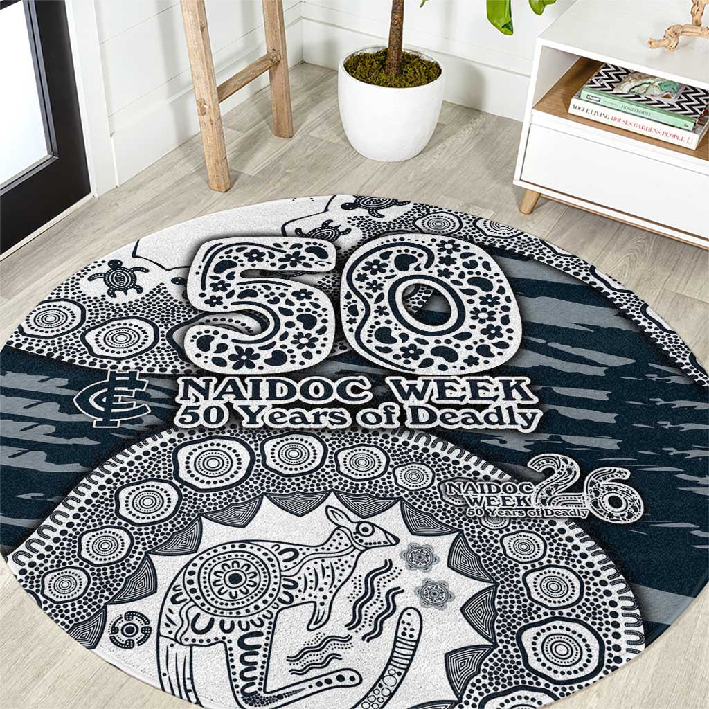 Carlton Blues NAIDOC Week 2026 Round Carpet Australian Aboriginal Dot Art Dreamtime Pattern Style