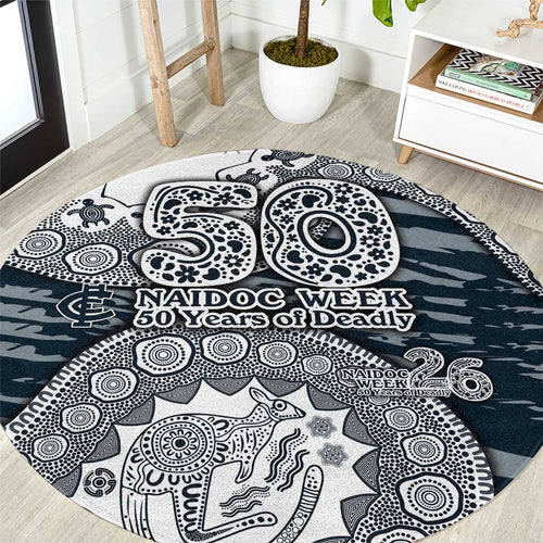 Carlton Blues NAIDOC Week 2026 Round Carpet Australian Aboriginal Dot Art Dreamtime Pattern Style