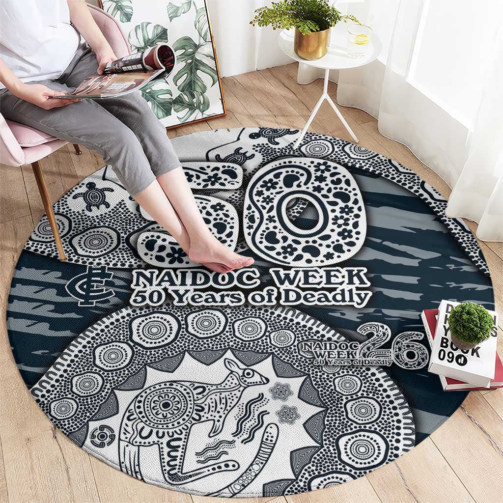 Carlton Blues NAIDOC Week 2026 Round Carpet Australian Aboriginal Dot Art Dreamtime Pattern Style